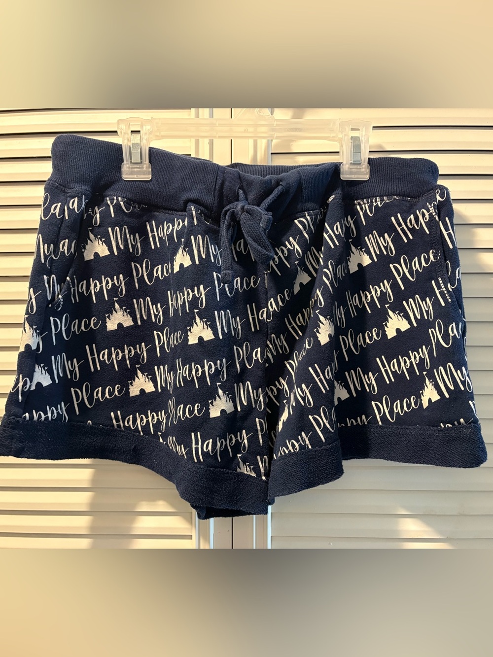Disney Navy Blue 'My Happy Place' Script Knit Shorts
